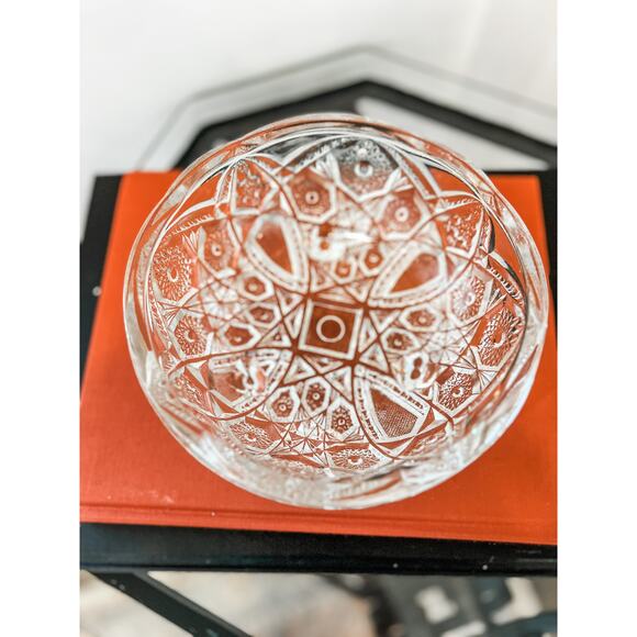 Sawtooth Cut Glass Star of David Crystal‎ Bowl - Picture 2 of 3